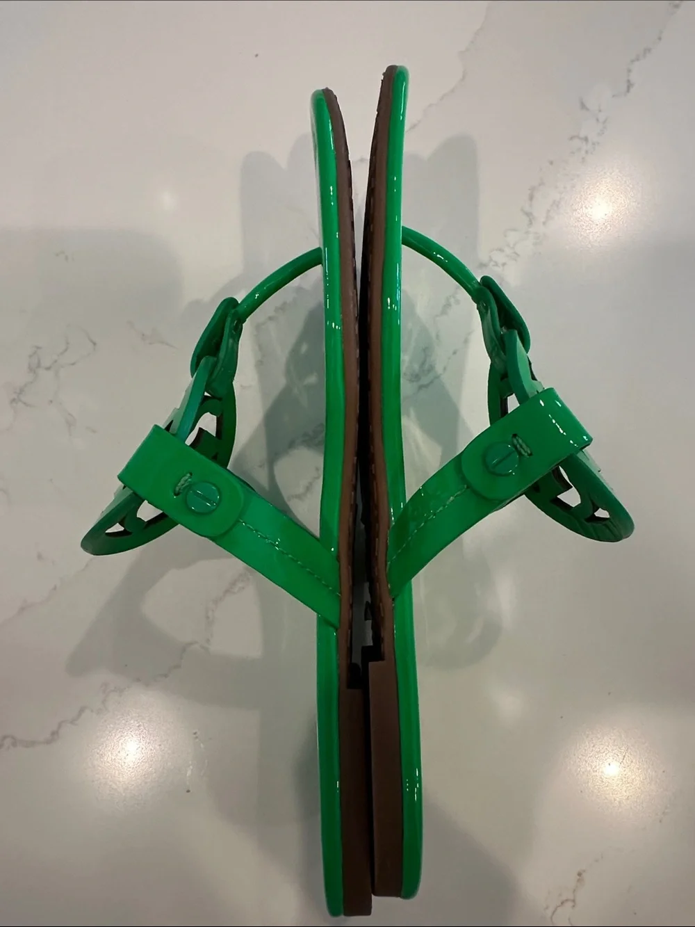 Tory Burch Green Patent Leather Miller Sandals Size 6